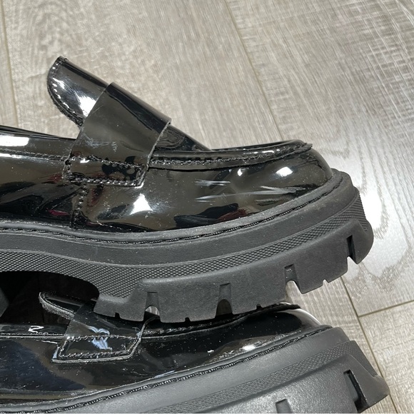 H&M Platform Chunky Black Patent Loafers Size 38 US8 - Picture 6 of 13